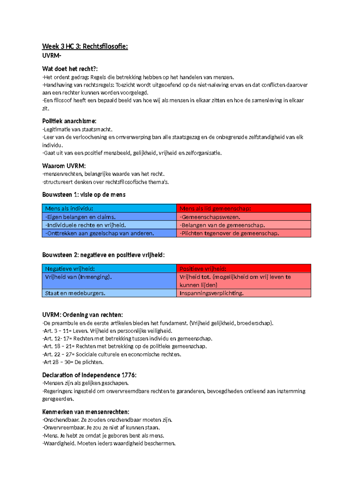 Week 3 HC 3: Analyse van Rechtsfilosofie en UVRM Concepten - Studeersnel