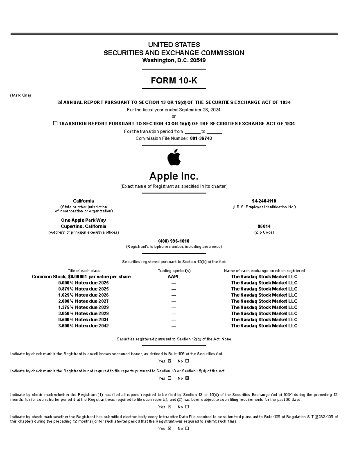 Apple Inc. 2024 Annual Report (Form 10-K) - Comprehensive Overview ...