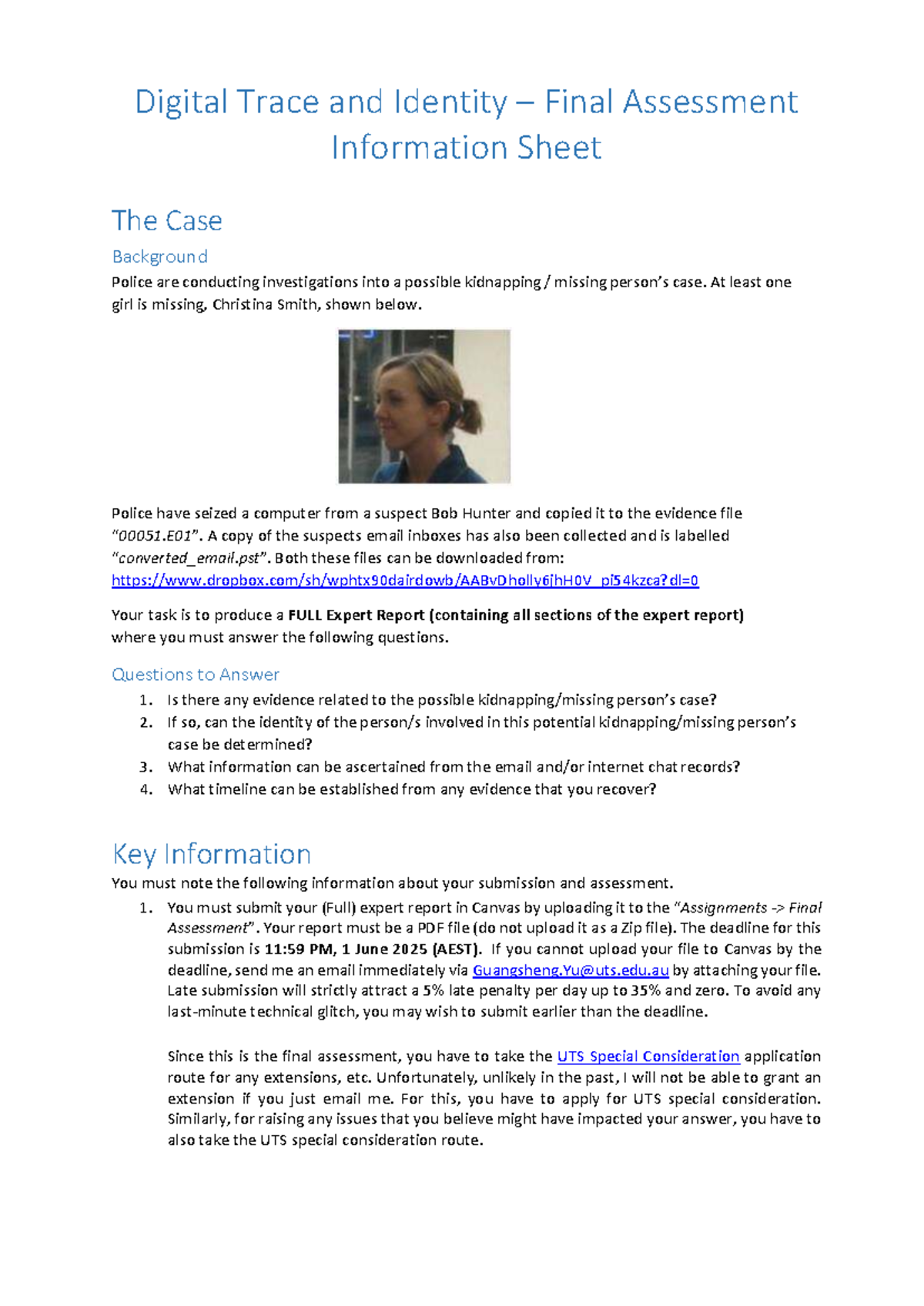 Digital Trace and Identity (Course Code) Final Assessment Report ...