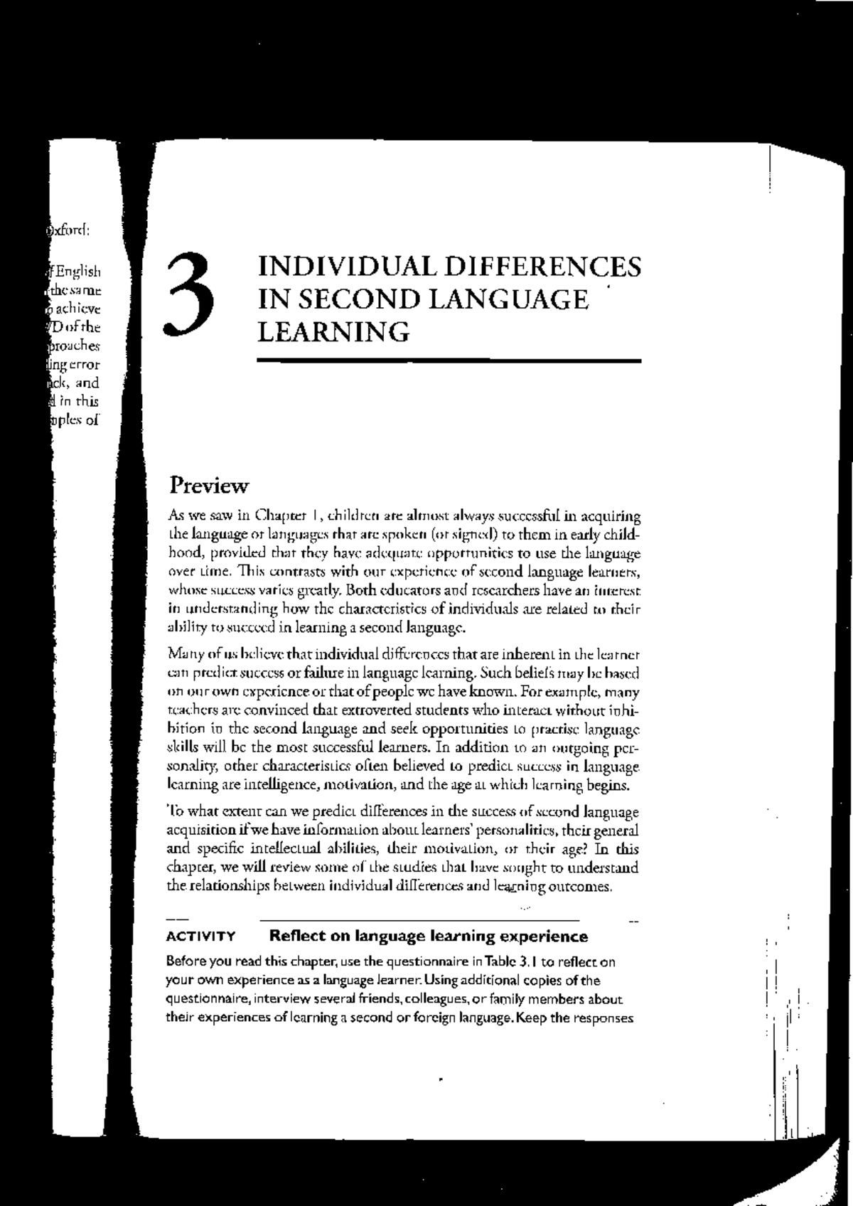 Individual Differences in Second Language Learning: Insights from ...