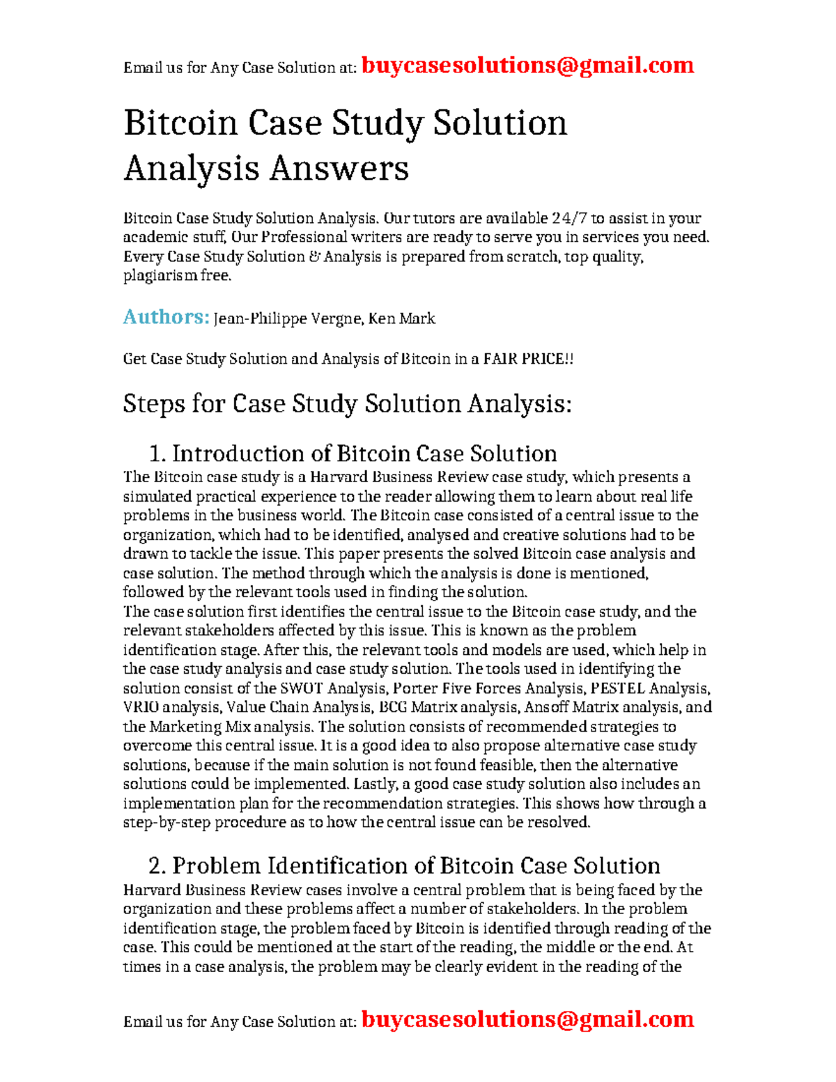 Bitcoin Case Study: Comprehensive Solution & Analysis Insights - Studocu