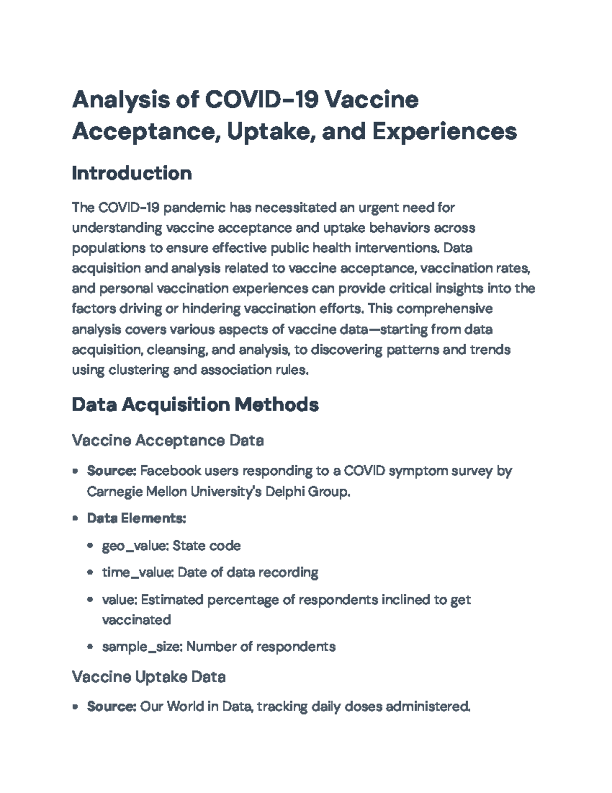 Analysis of COVID-19 Vaccine Acceptance & Uptake: Insights & Findings ...