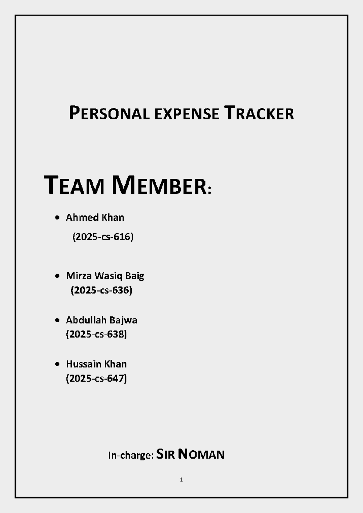 CSC100L Personal Expense Tracker Project Overview and Development - Studocu