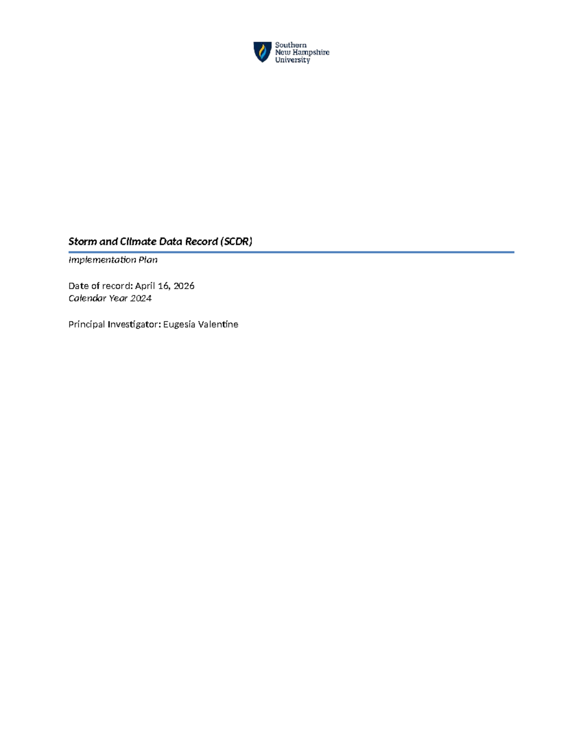 SCDR Implementation Plan: Analyzing Storm & Crime Data (EV DAT 375 ...