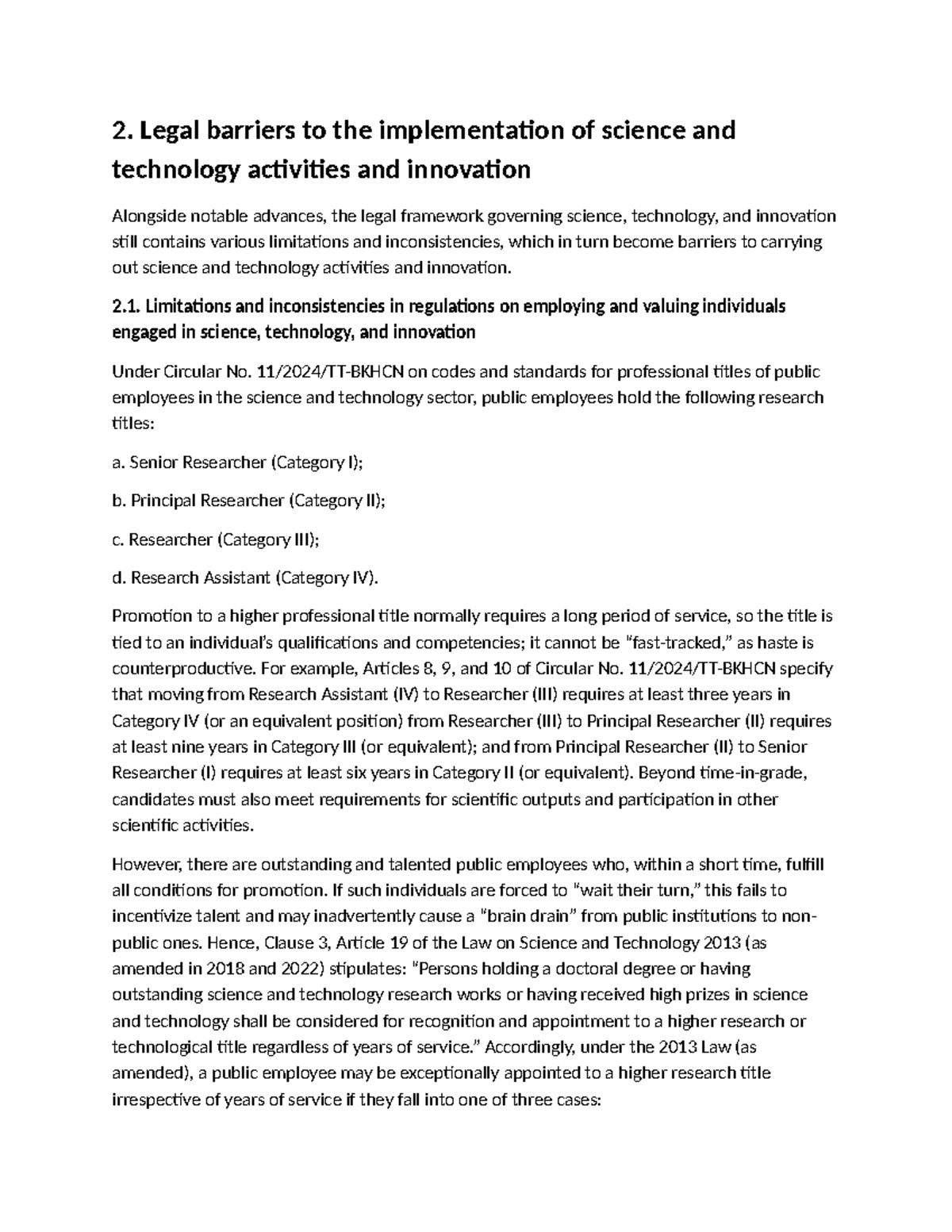 Legal Barriers to Science & Tech Innovation: Analysis & Recommendations ...