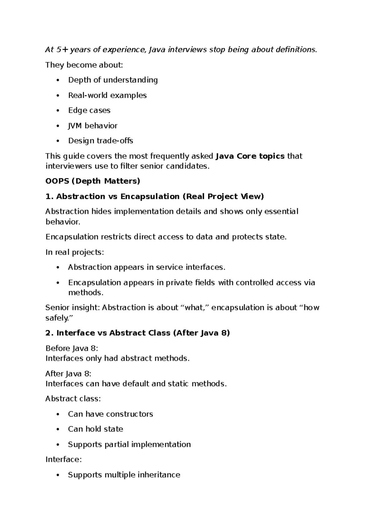 Java Core Interview Guide: Key Topics for Senior Candidates (PLus ...