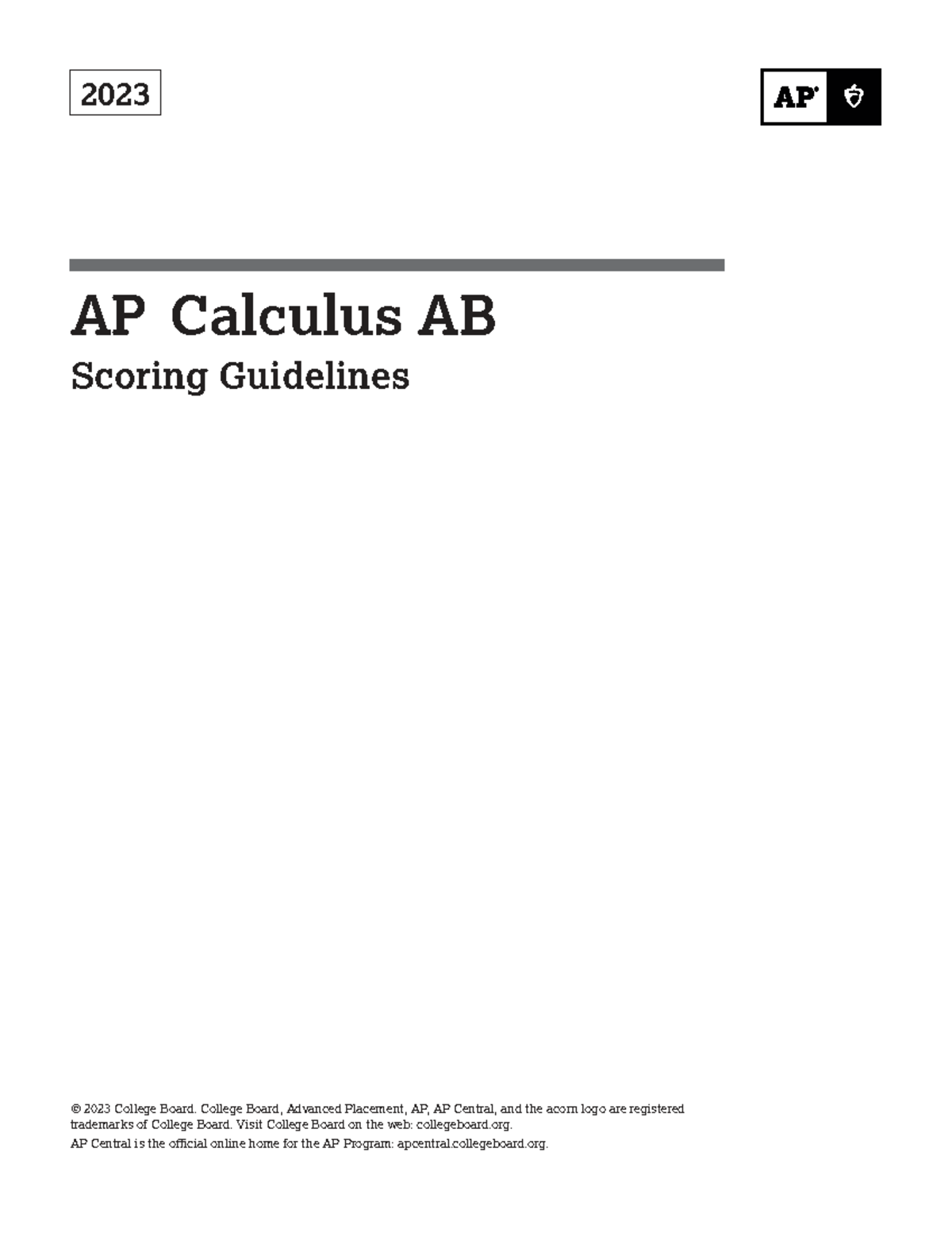 AP Calculus AB 2023 Scoring Guidelines and Model Solutions - Studocu