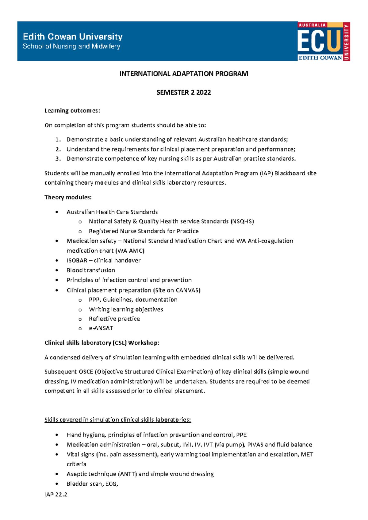 IAP 22: Overview of International Adaptation Program & Clinical Skills ...