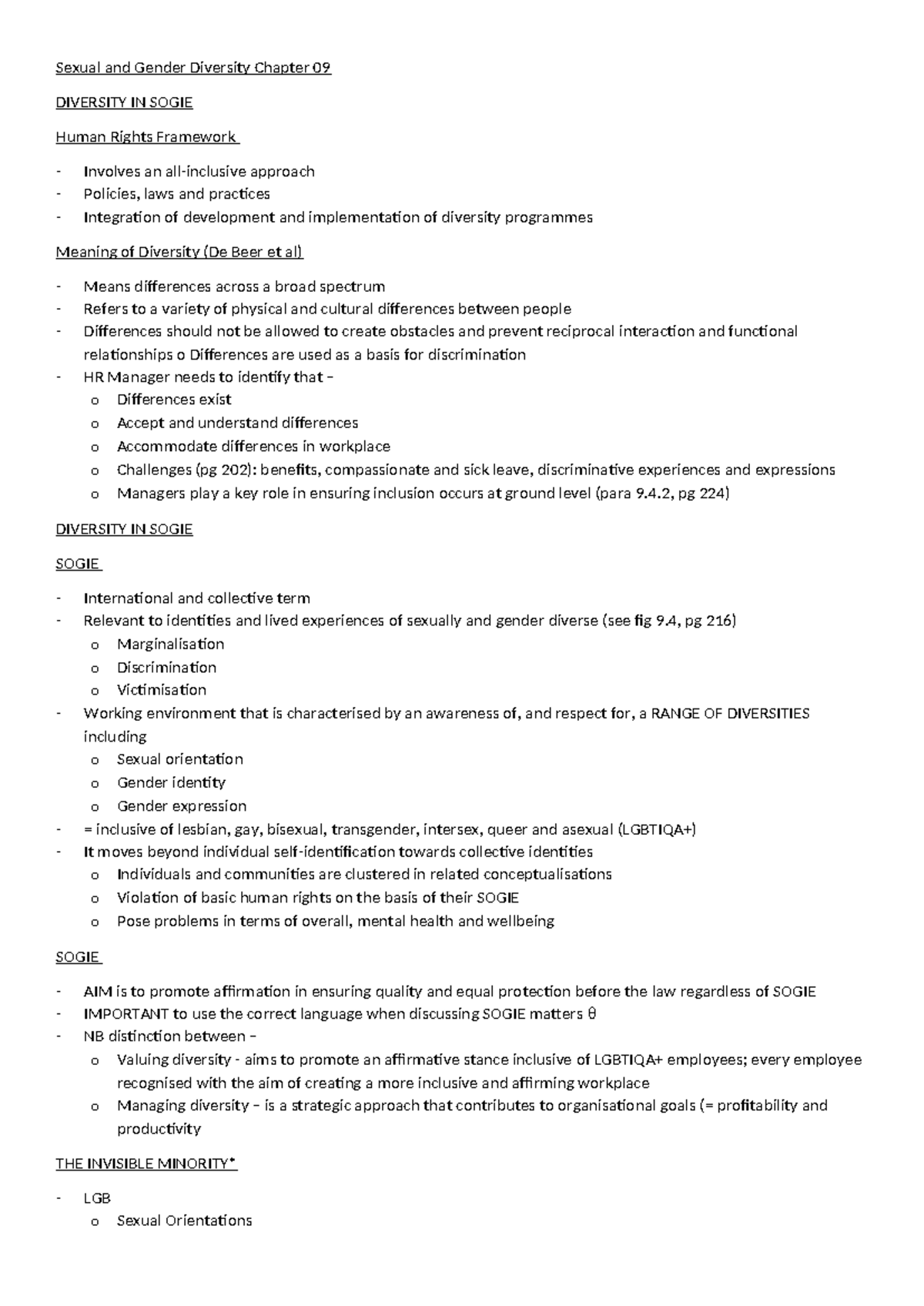 Sexual and Gender Diversity Chapter 09 - 4, pg 224) DIVERSITY IN SOGIE ...