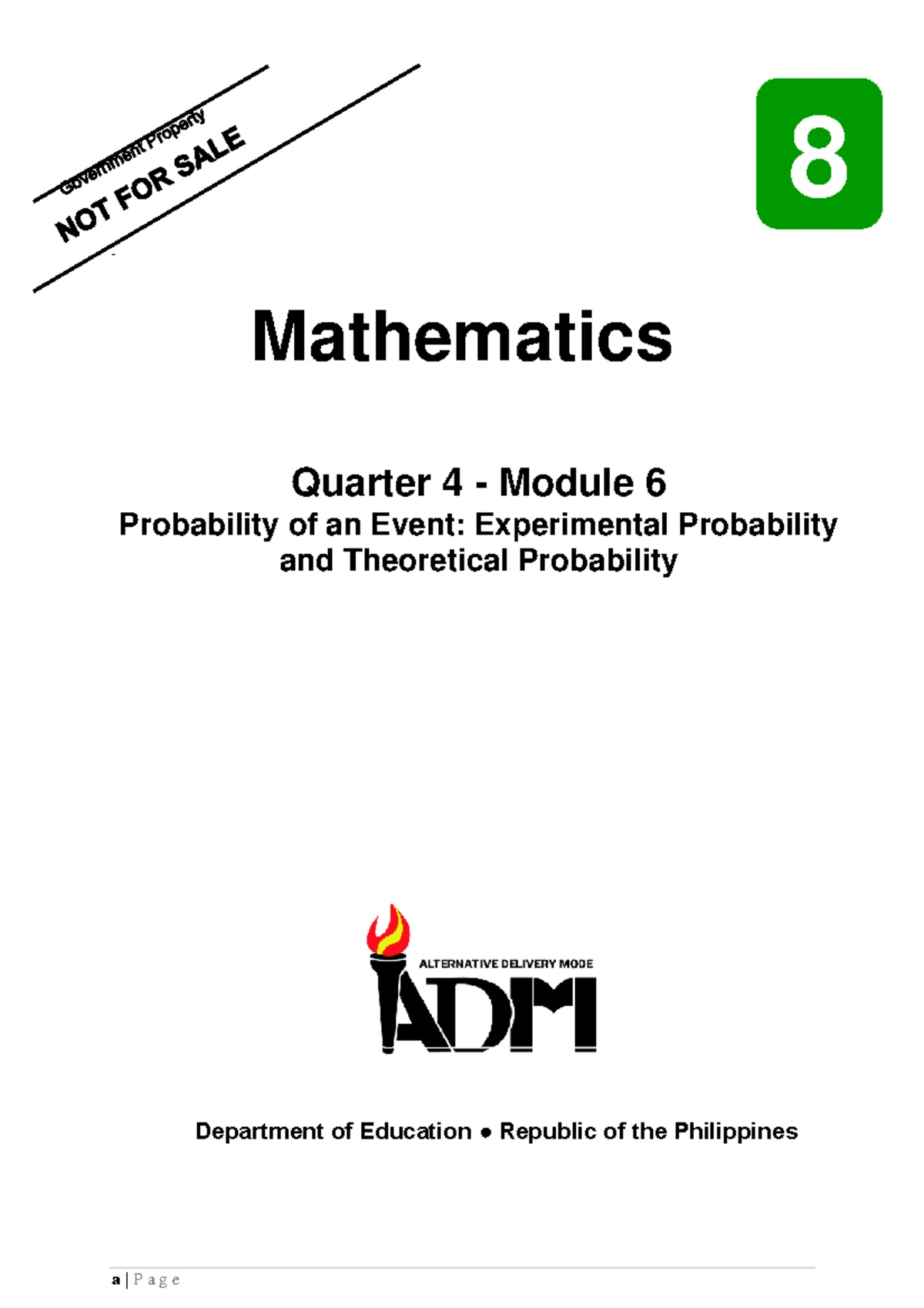 Mathematics 8 Q4 M8: Probability Problems and Exercises - Studocu
