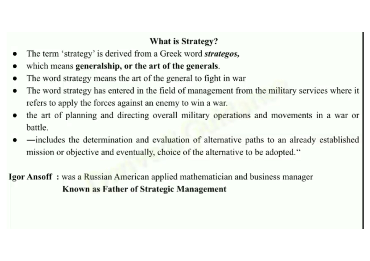 Strategic Management: Understanding Levels and Key Concepts - Studocu