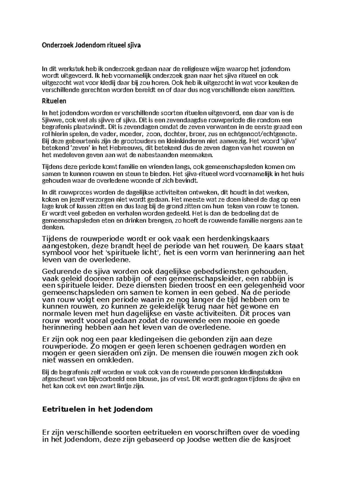 Jodendom Werkstuk: Onderzoek naar Rituelen en Klederdracht (LB ...