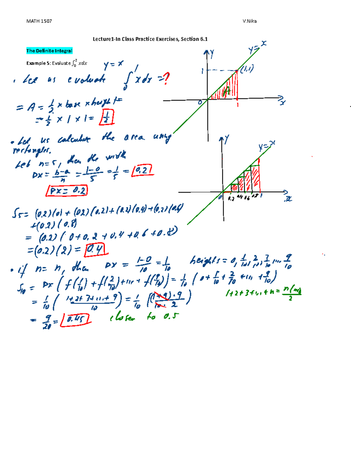 Math lec 1 - Lecture notes for the problems - MATH 1 507 V Lecture 1 ...
