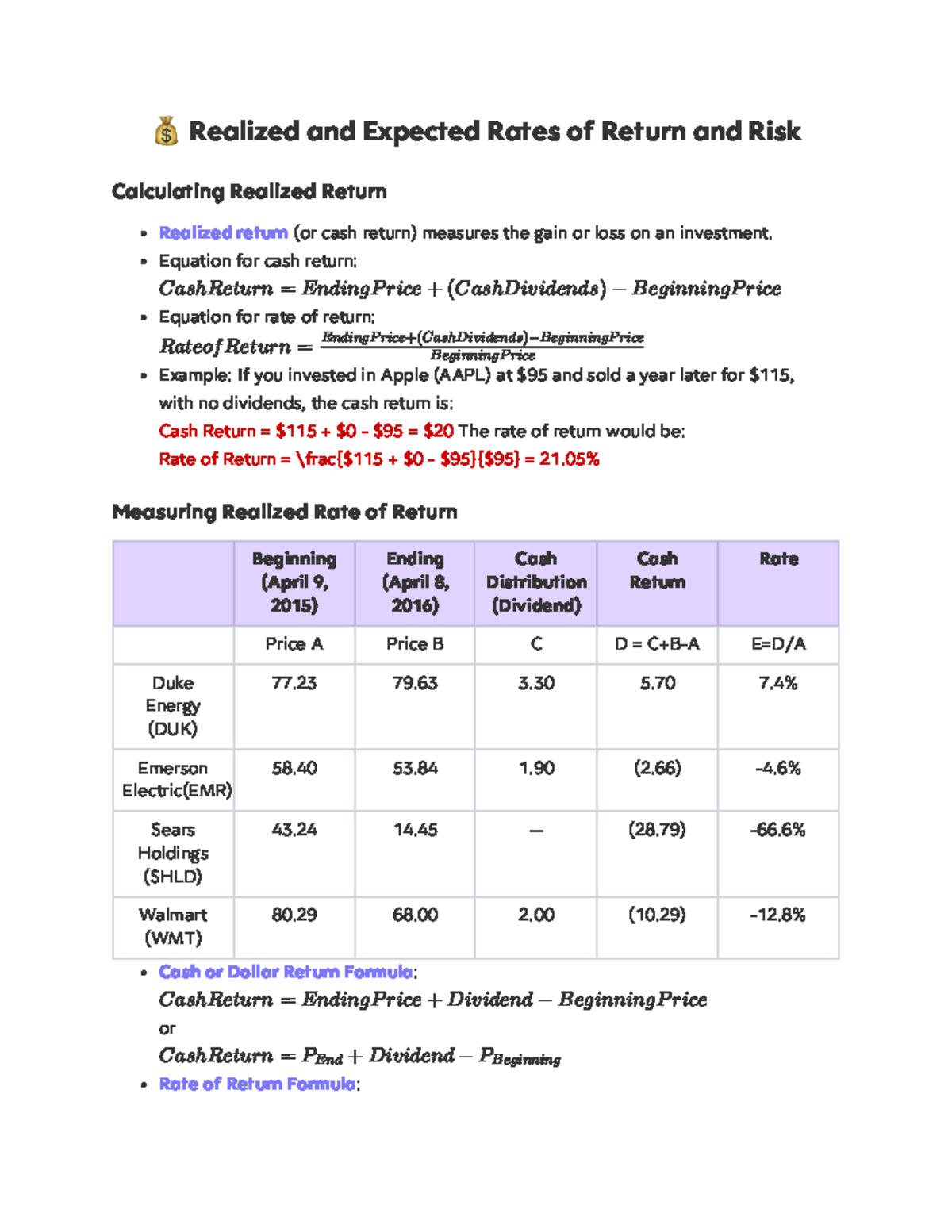 Rates of Return and Risk Analysis (FIN 301) - Studocu