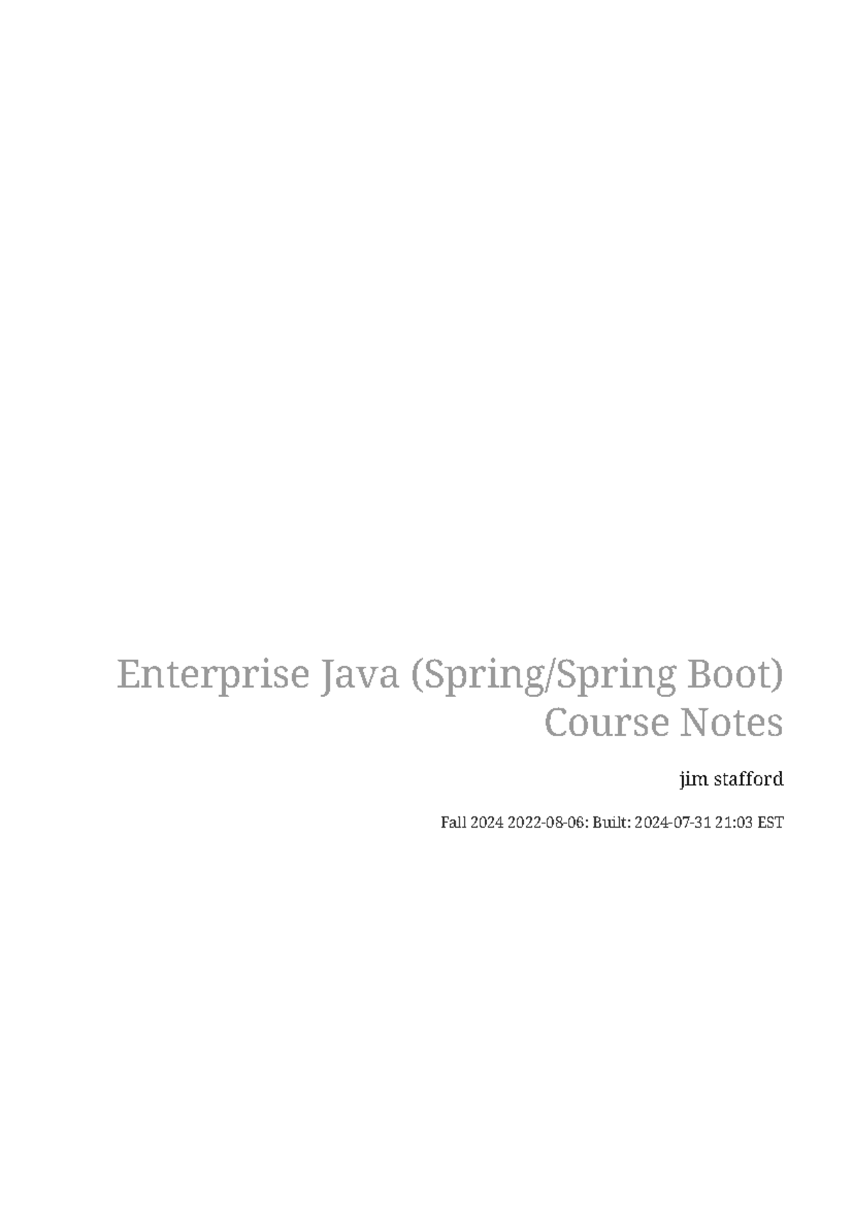 Enterprise Java Course Notes (605.784.8VL) - Summer 2024 - Studocu