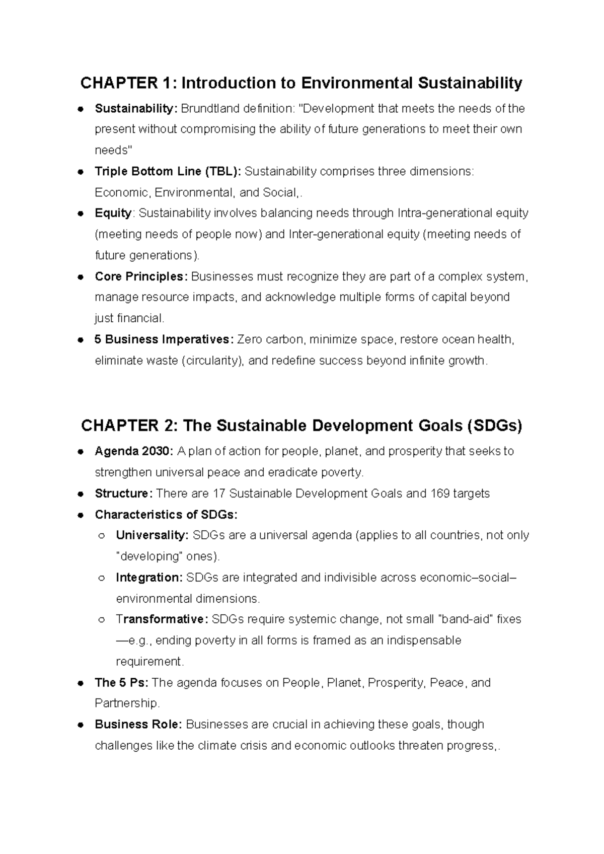 ENVI 101: Introduction to Environmental Sustainability Overview - Studocu
