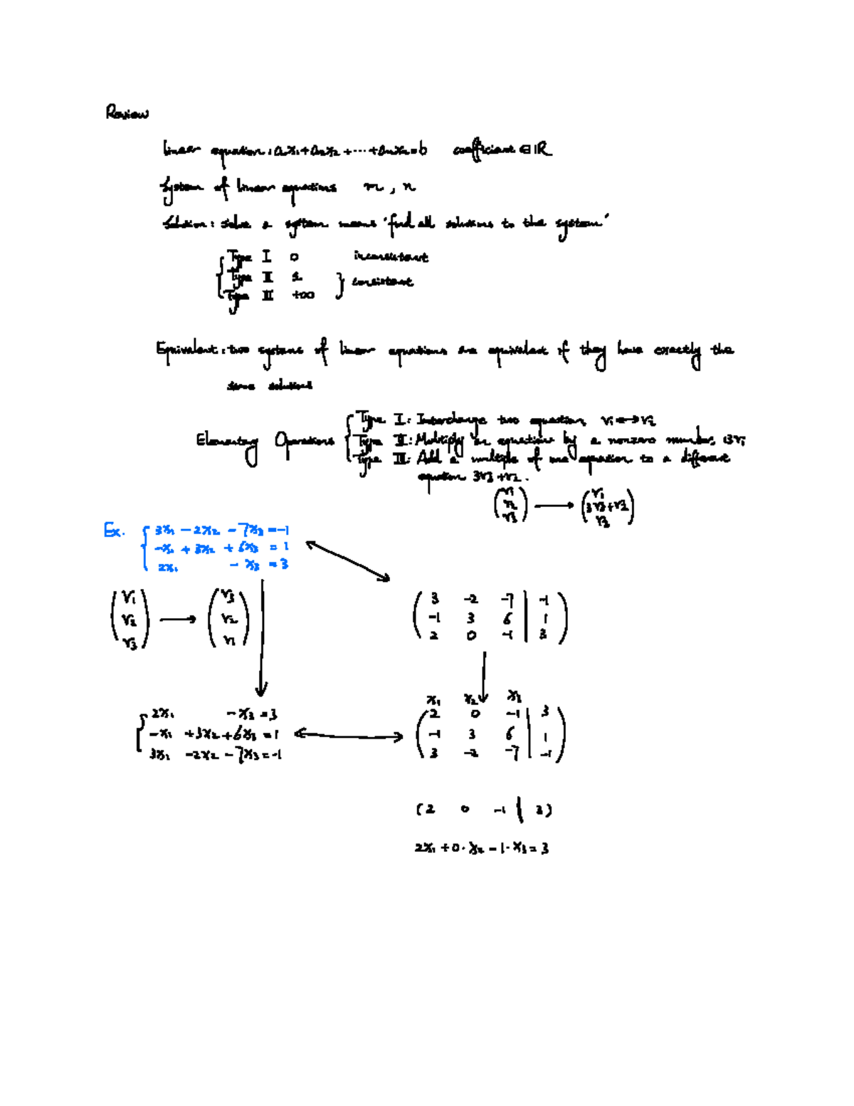 Math 211 Final Exam Notes - Systems of Linear Equations Overview - Studocu