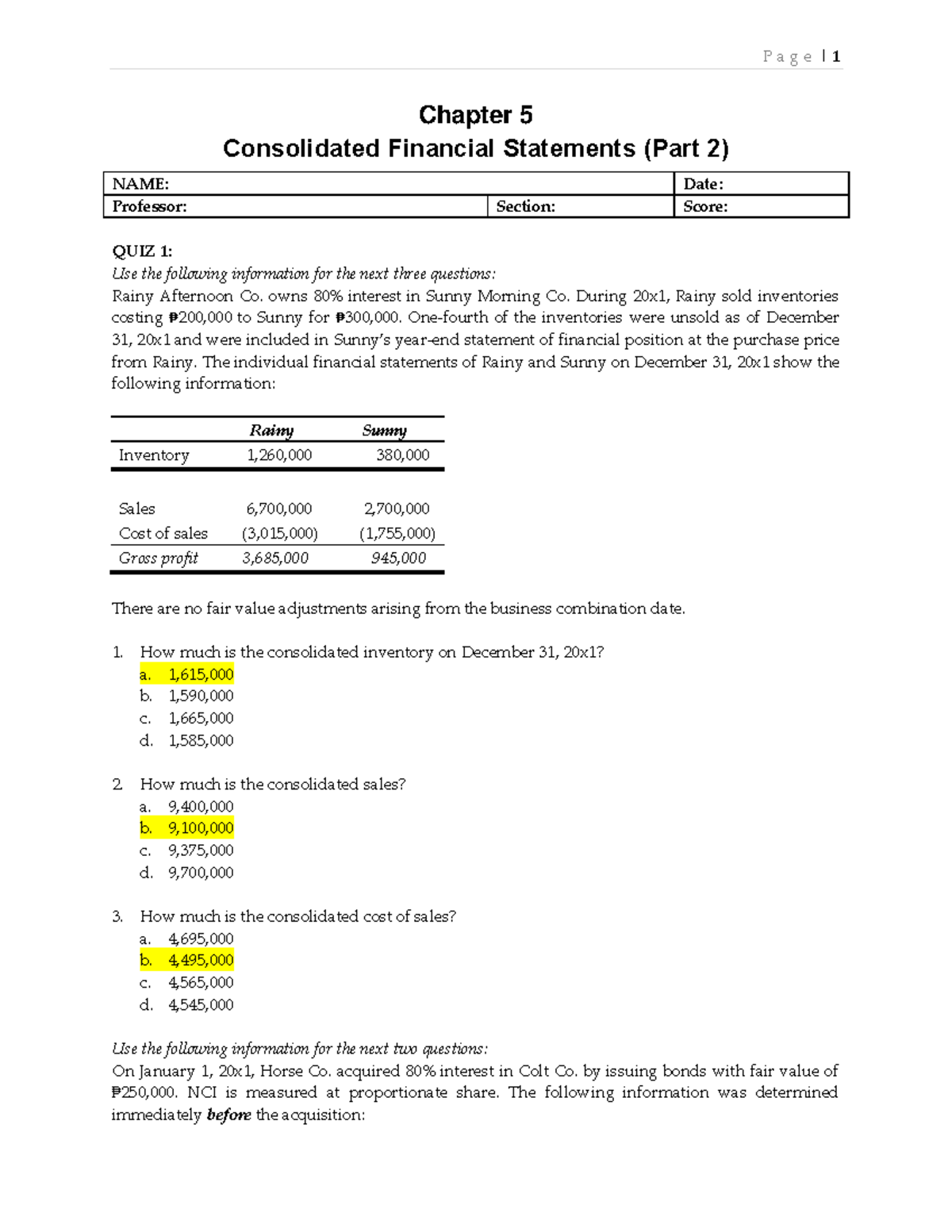 Ch5part2 - bsaccounting - Chapter 5 Consolidated Financial Statements ...