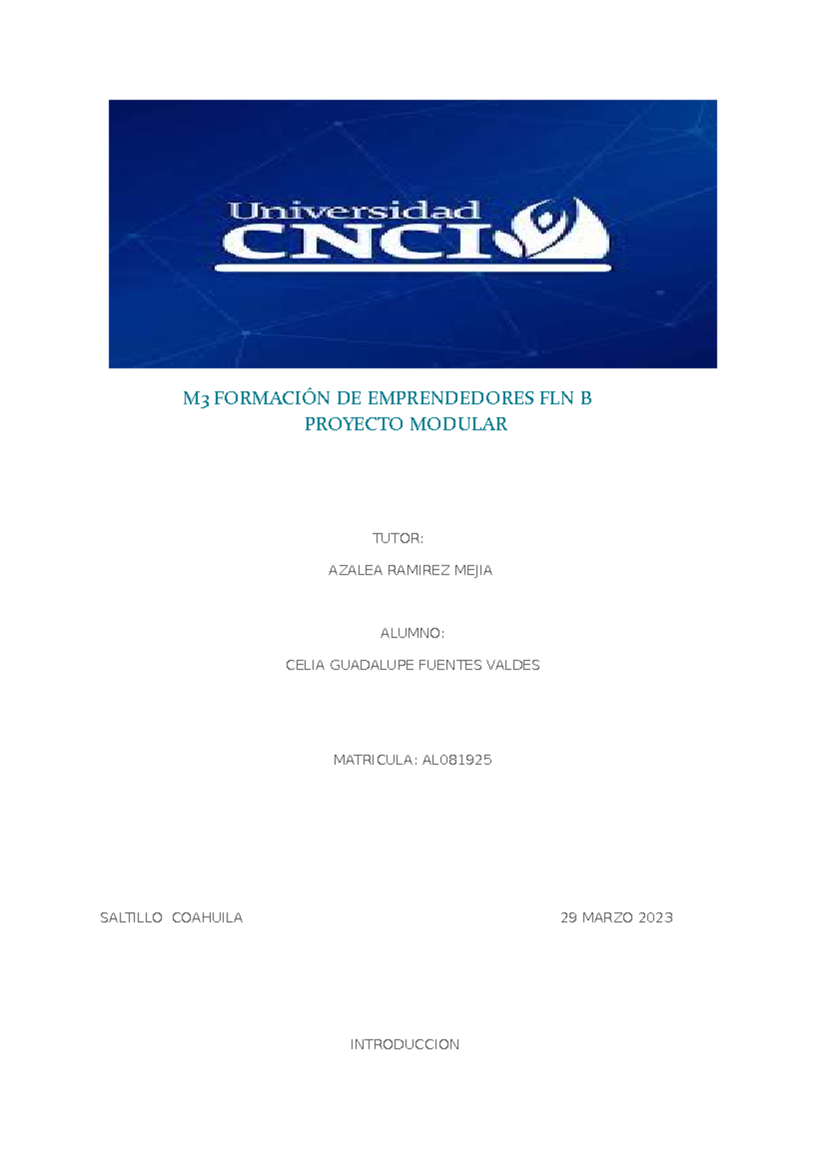 Actividad 1 - APUNTES - M3 FORMACIÓN DE EMPRENDEDORES FLN B PROYECTO ...