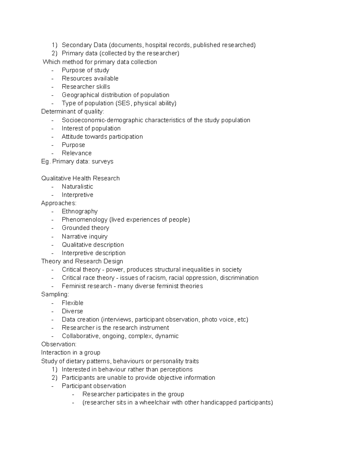 Week 9 - Qualitative & Quantitative Health Research Methods - Studocu
