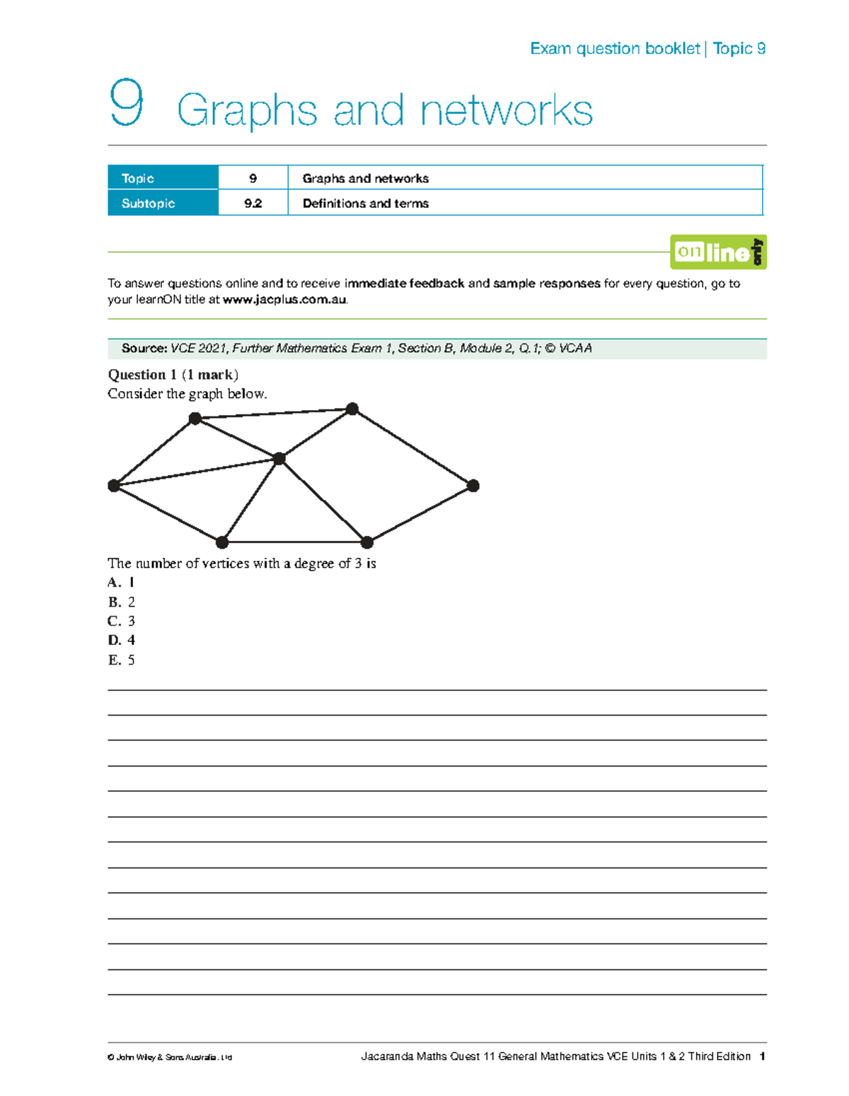 Further Mathematics VCE Units 1 2 Exam Questions: Graphs & Networks ...