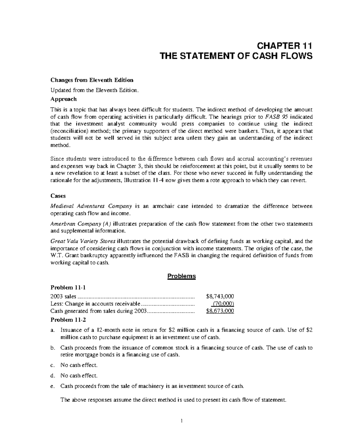 Accounting IM 11 - Cash Flows Statement Tutorial Insights - Studocu