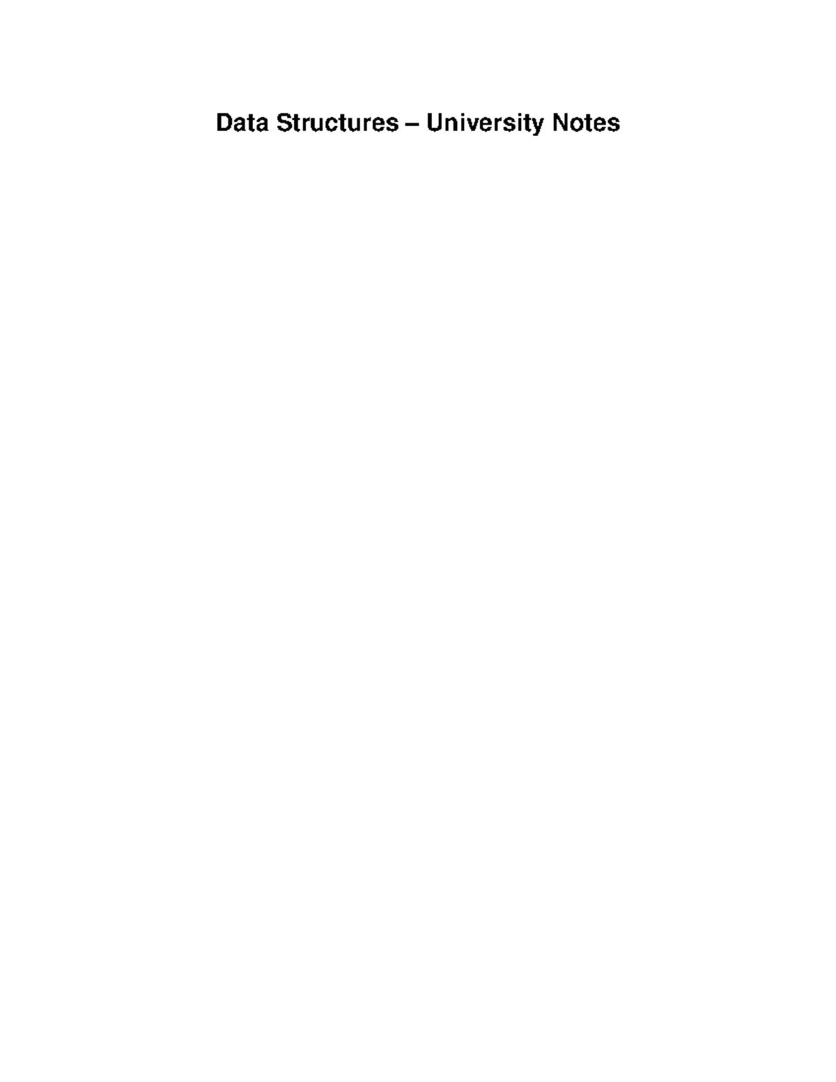 Data Structures University Notes: Key Concepts and Applications - Studocu