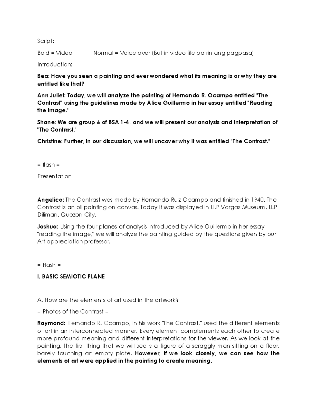 Script for Final Requirement in Art App (BSA 1-4) - Studocu