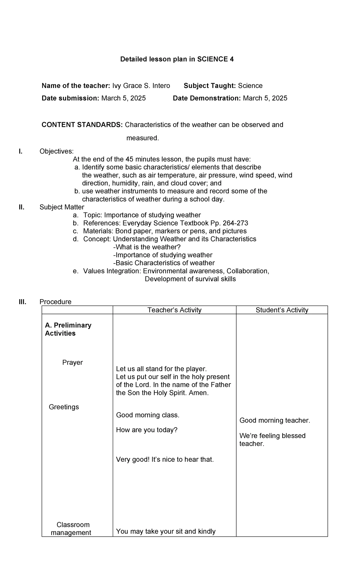 Grade 4 Science Formative Assessment - Weather Concepts - Studocu