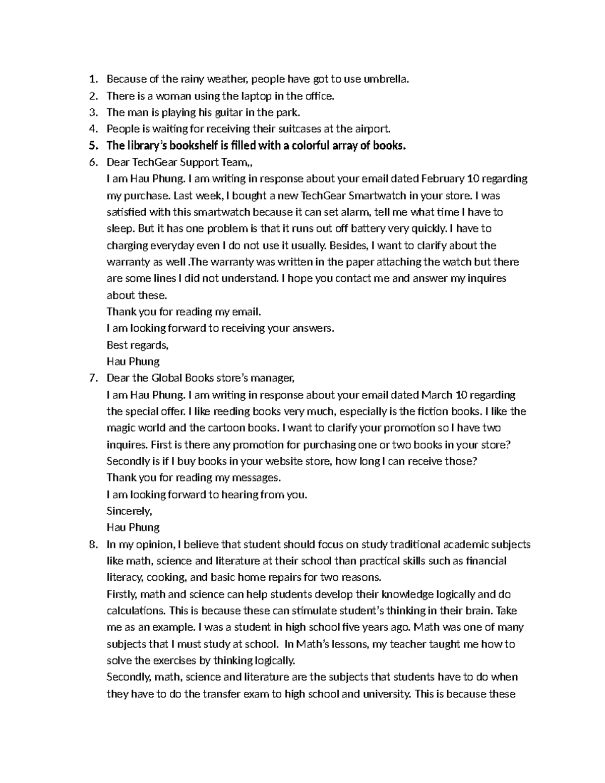 Writing Test 1 - Luyện Đề TOEIC: Practice and Responses - Studocu