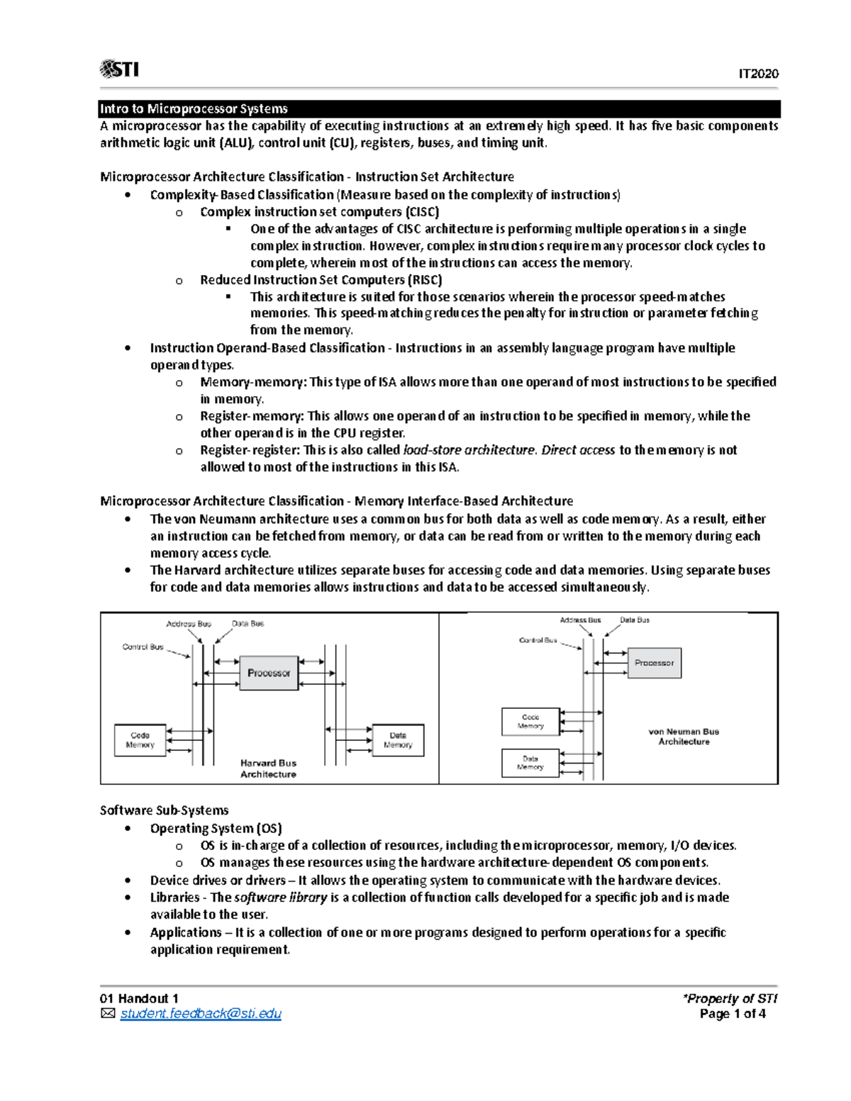 IT2020 Lecture Notes on Microprocessor Systems Architecture and Design ...