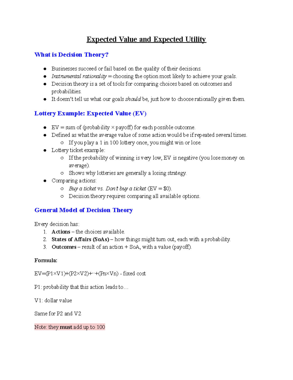 BUS 221 - Week 3: Understanding Expected Value & Utility in Decision ...