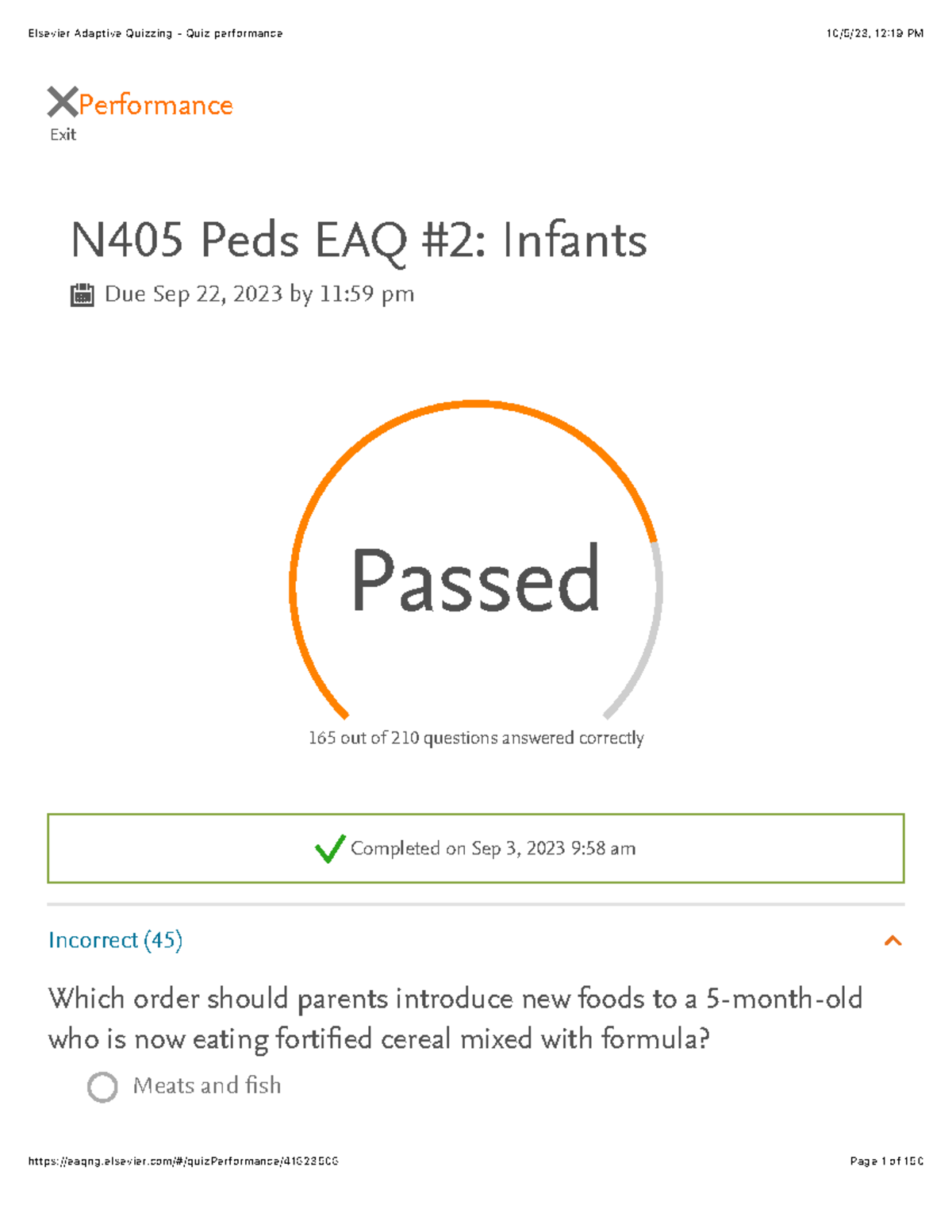 N405 Peds EAQ #2: Infants - Comprehensive Answers & Rationales - Studocu