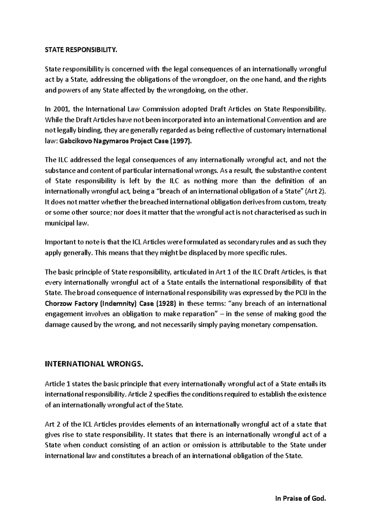 State Responsibility. Okampodocx - STATE RESPONSIBILITY