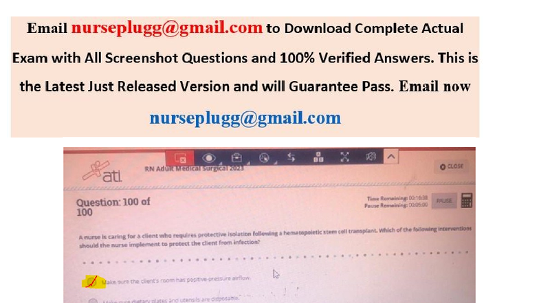 Pass ATI RN Adult Med Surg (Med Surg) 2023-2025 Proctored Exam: 100 Qs ...