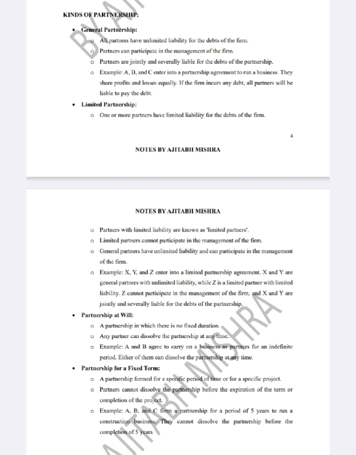 Partnership Types Overview - Business Law Notes (Course Code: KINDS01 ...
