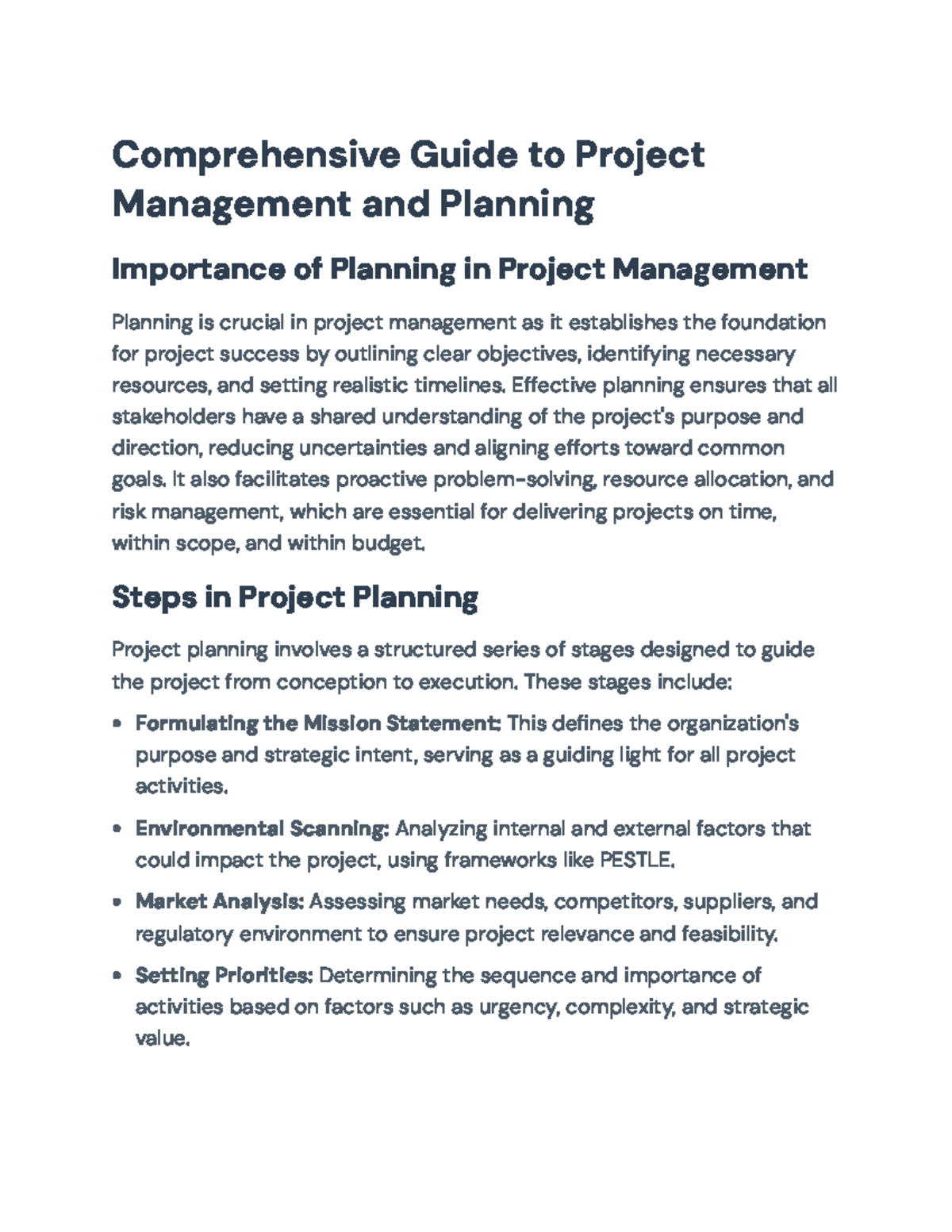 Comprehensive Guide to Project Management (PM 101): Planning Essentials ...