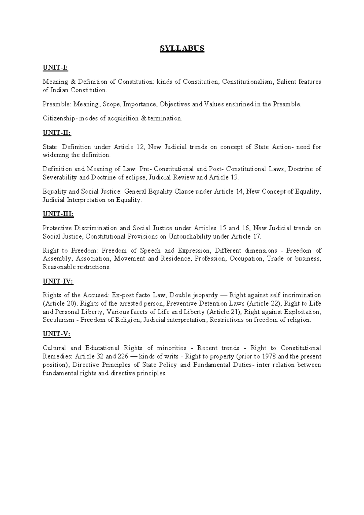 Constitutional Law I: Key Concepts and Principles - Study Notes - Studocu