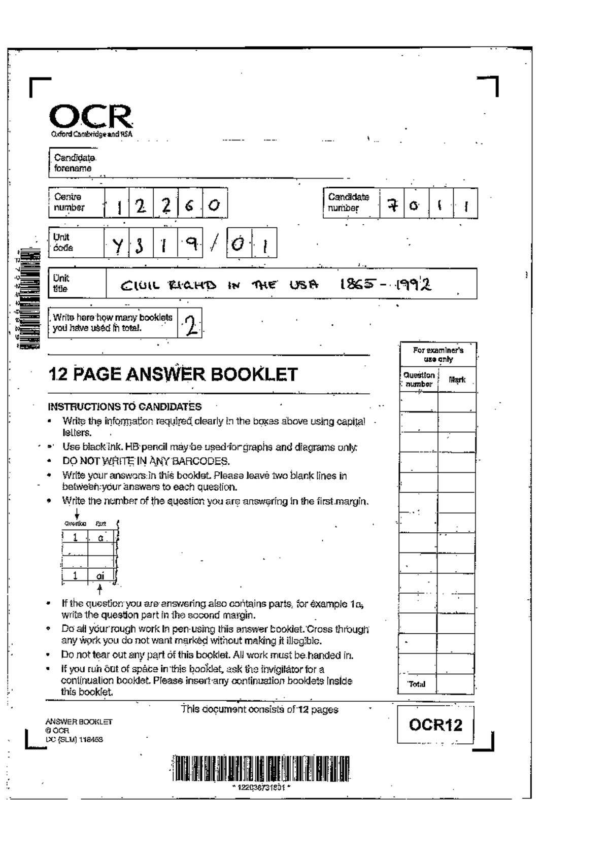 A Star US Civil Rights Script 2017 - OCR Oxford Cambridge and RSA ...