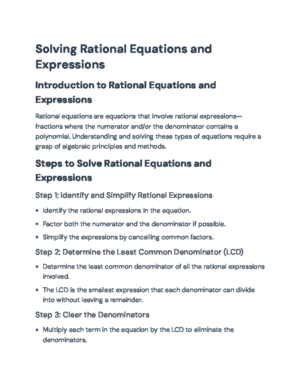 Solving Rational Equations and Expressions in Algebra: Full Guide ...