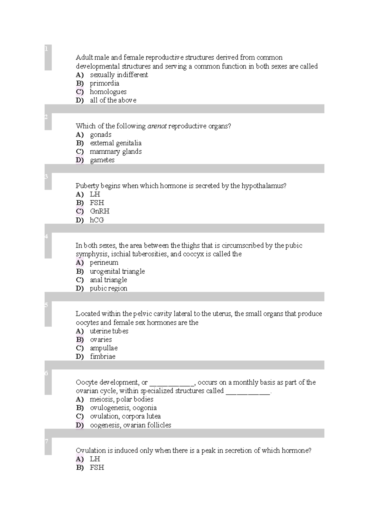 Reproductive System Quiz 2: Key Concepts and Questions - Studocu