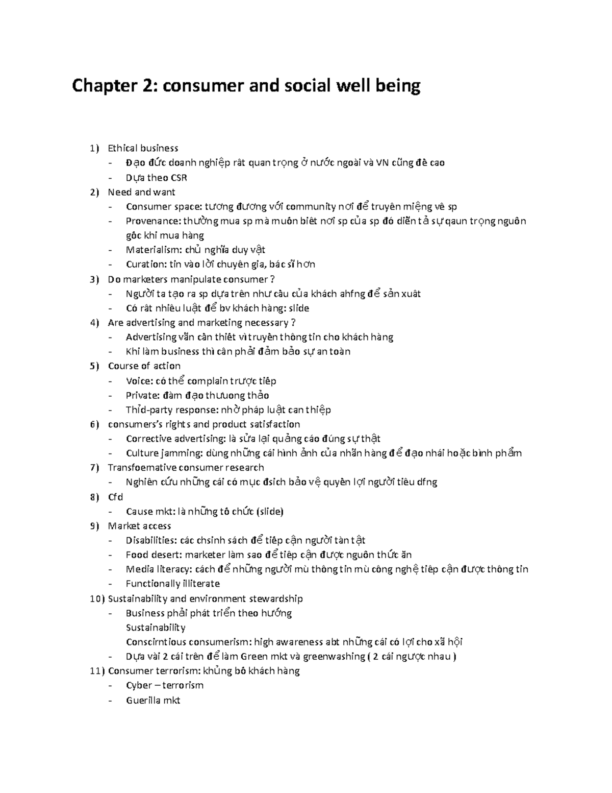 Chapter 2 - MKT201 - Consumer and Social Well-Being Overview - Studocu