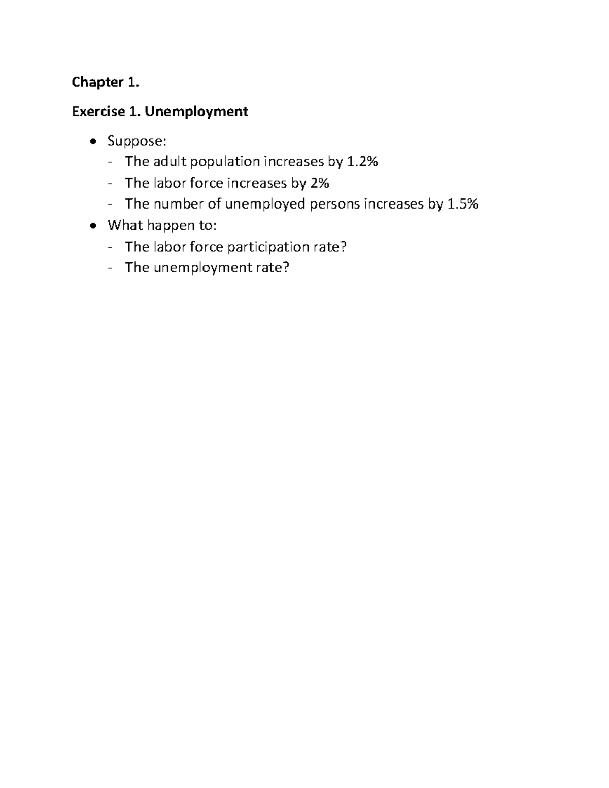 Chapter 1 - Exercises on Unemployment, Inflation, and GDP Analysis ...