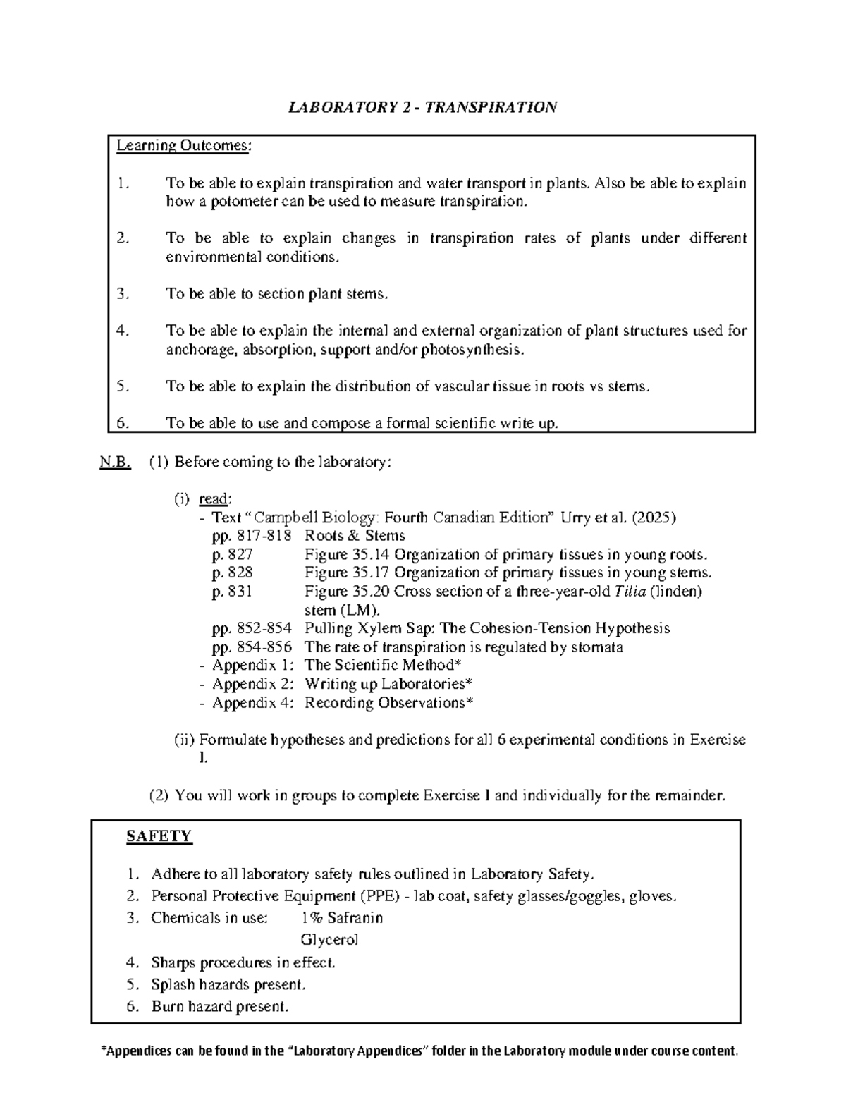 Lab 2 Transipiration W2025 - LABORATORY 2 - TRANSPIRATION Learning ...