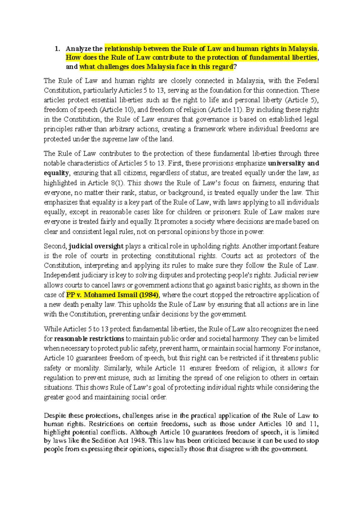 Constitutional Law MIDTERM Notes: Rule of Law & Human Rights in ...