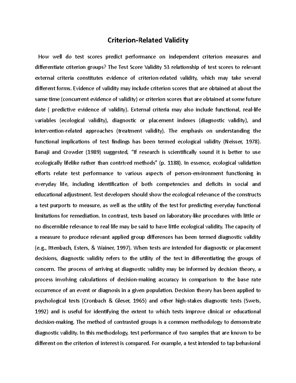Criterion-Related Validity - Evidence of validity may include criterion ...