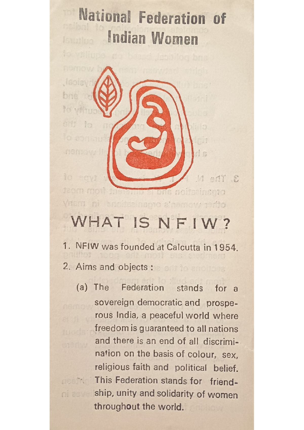 What is NFIW - NFIW - National Federation of Indian Women Isoley? to 3 ...