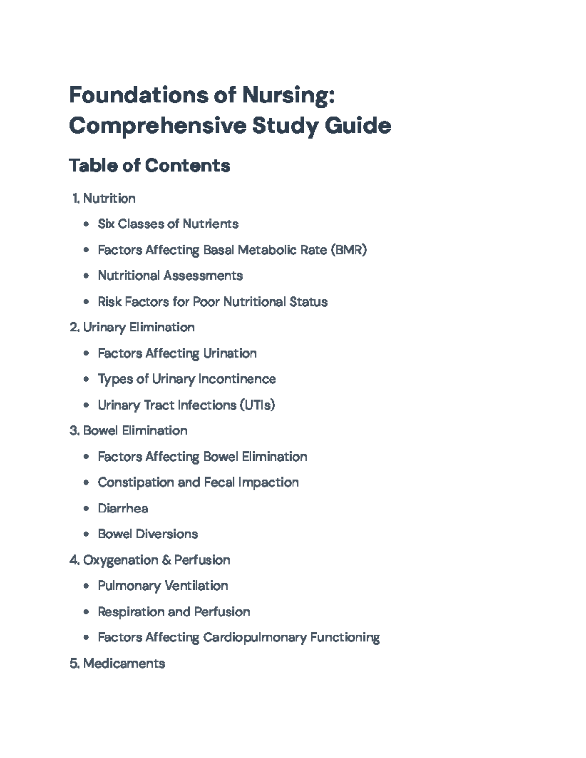 Foundations of Nursing (NUR 101): Comprehensive Study Guide for Exam ...