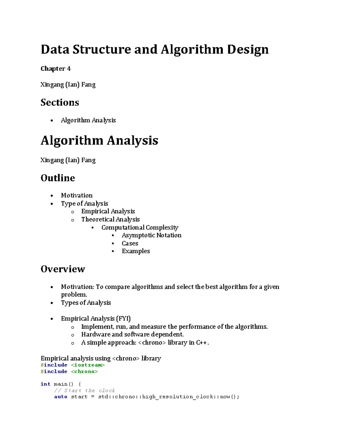 Data Structures and Algorithm Design: Chapter 4 - Algorithm Analysis ...