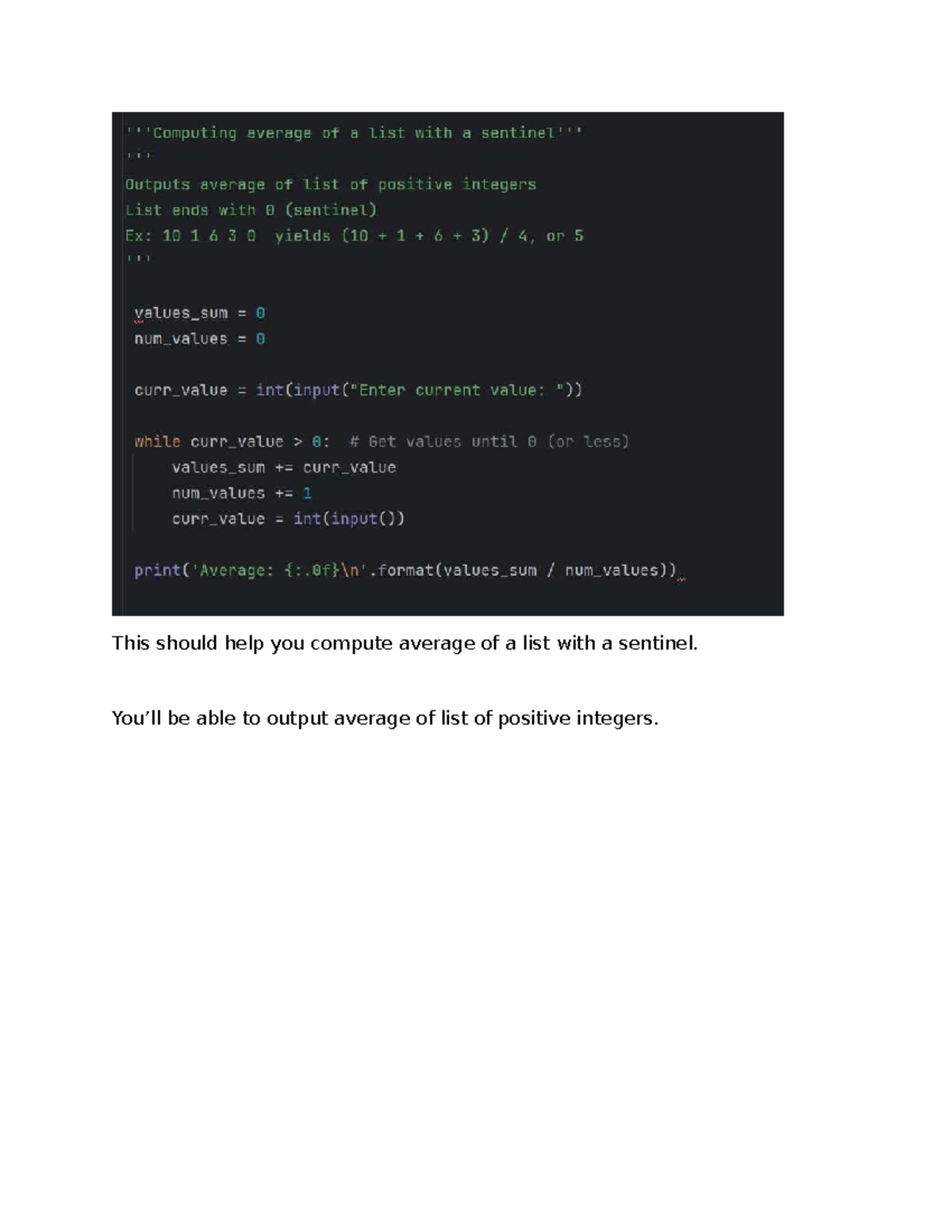 Avg List 1 - This python script will help you write up an avg list ...